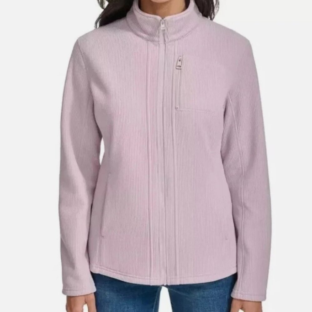 Andrew Marc Ribbed Full Zip Jacket Small Lavender